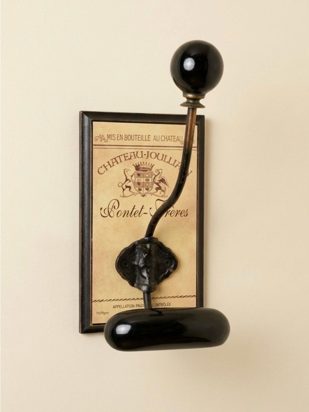 Vintage Chateau Joullian French Wine Label Wall Coat Hat Hook